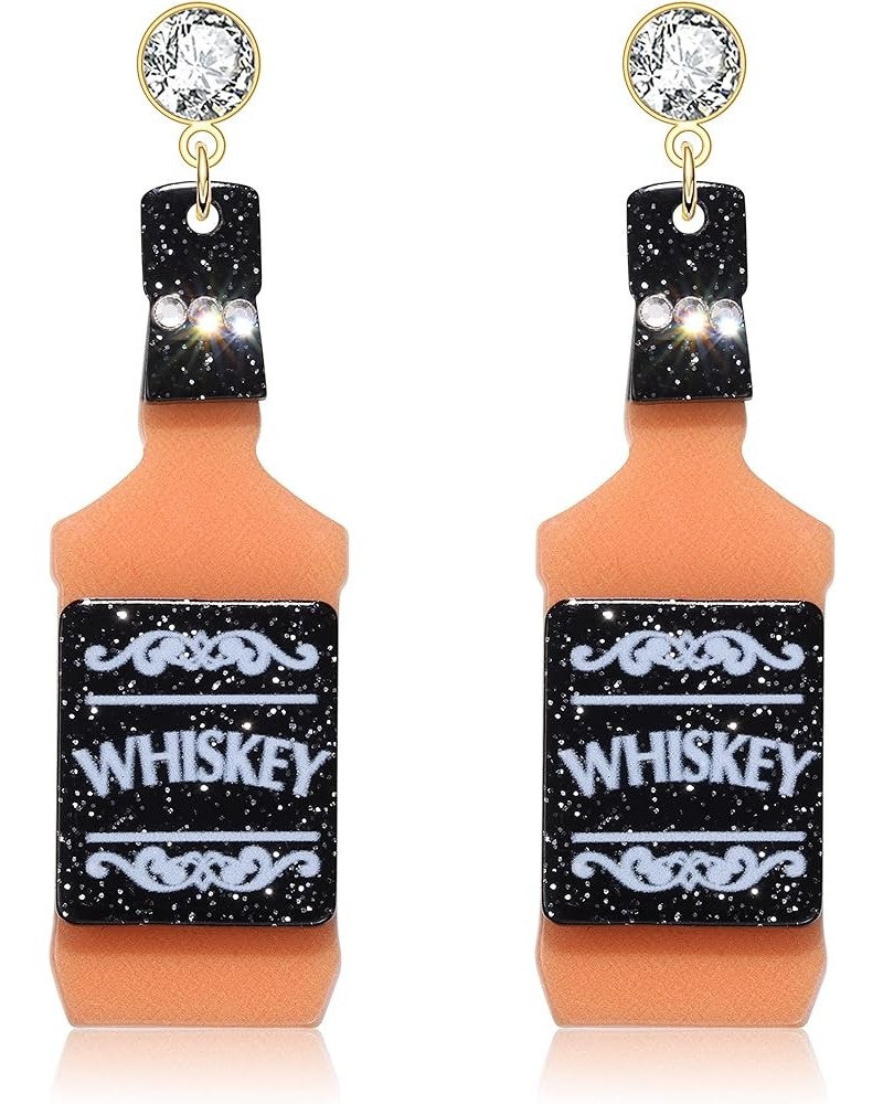 Champagne Bottle Earrings for Women Acrylic Statement Holiday Drop Dangle Earrings Fashion New Year Jewelry Gift Orange $5.49...