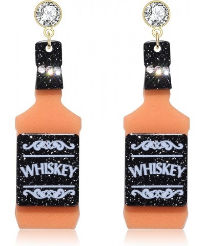 Champagne Bottle Earrings for Women Acrylic Statement Holiday Drop Dangle Earrings Fashion New Year Jewelry Gift Orange $5.49...