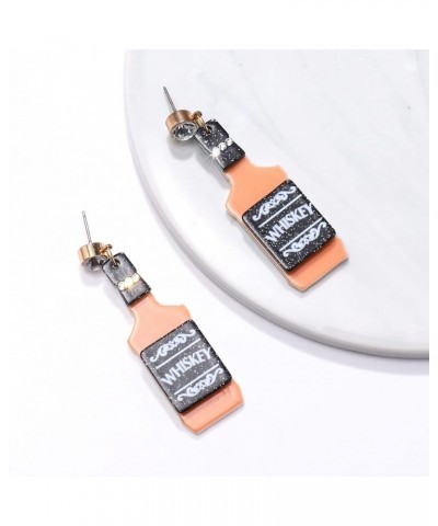 Champagne Bottle Earrings for Women Acrylic Statement Holiday Drop Dangle Earrings Fashion New Year Jewelry Gift Orange $5.49...