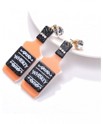 Champagne Bottle Earrings for Women Acrylic Statement Holiday Drop Dangle Earrings Fashion New Year Jewelry Gift Orange $5.49...