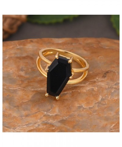 Handmade Black Onyx Coffin Ring, 925 Sterling Silver Ring For Women Men Gemstone Ring, Engagement Ring | Statement Ring | Gif...