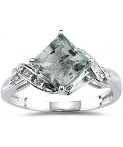 Gemstone & Diamond AAA Princess Shape Ring in 14KW Gold green amethyst $185.00 Rings