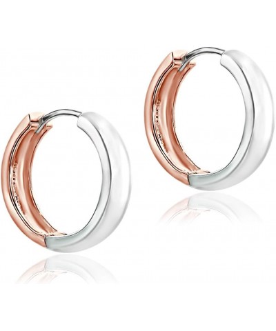 Sterling Silver Ear Cuff Hinged Huggie Hoop Earrings for Women Girls, 16mm Diameter Rose Gold - Silver $13.91 Earrings