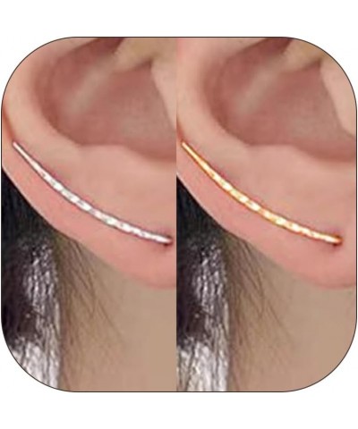 2Pairs crawler earrings for women Gold Silver Minimalist Ear Climbers for Girls Jewelry Gifts SET $8.09 Earrings