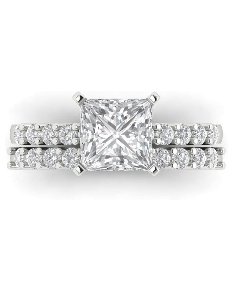 2.66ct Princess Cut Solitaire Moissanite Engagement Promise Anniversary Bridal Ring band set 14k White Gold $187.00 Sets