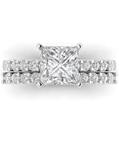 2.66ct Princess Cut Solitaire Moissanite Engagement Promise Anniversary Bridal Ring band set 14k White Gold $187.00 Sets