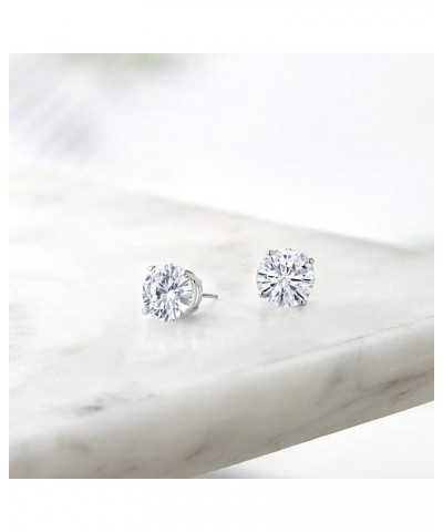 0.50 to 7.75 Carat White Moissanite Stud Earrings For Women Men Set in 925 Sterling Silver (4MM to 10MM, Round Cut, D-E-F Col...