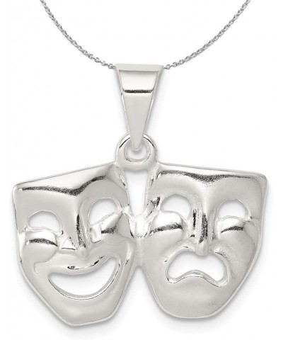 Sterling Silver Polished Comedy and Tragedy Mask Necklace 18.0 Inches $31.61 Necklaces