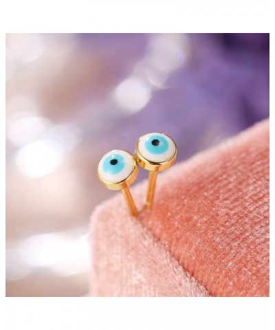 Blue Evil Eye Mini Stud Earrings for Women Little Girls and Men Dainty Minimalist Tiny Cartilage Tragus Small Cute Hypoallerg...