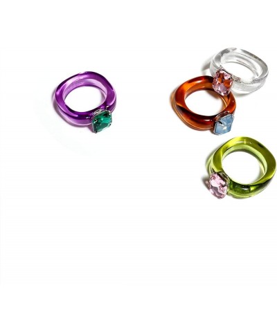 Transparent acrylic color resin ring female fashion personality gem $7.20 Rings