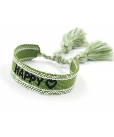 Woven Friendship Wrap Embroidery Bracelets – LOVE Knitted Word Adjustable Rope Braided Bracelets for Women Girls Gift Green $...