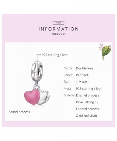 925 Sterling Silver Exquisite Charms Pink Love Heart Bead Charm for Bracelets The Key of Heart Charms Beads for Women Girls… ...