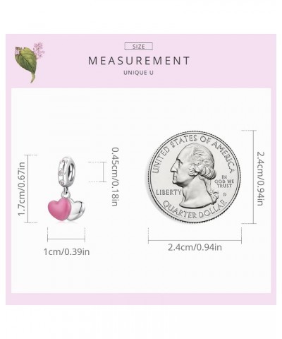 925 Sterling Silver Exquisite Charms Pink Love Heart Bead Charm for Bracelets The Key of Heart Charms Beads for Women Girls… ...