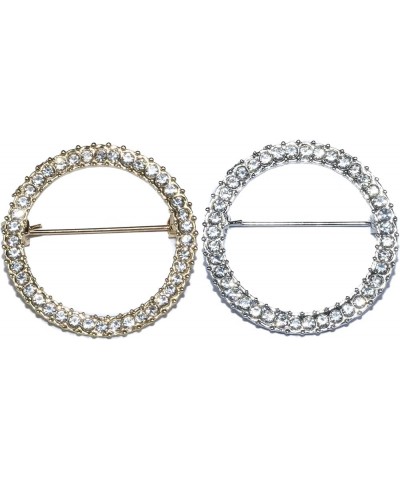 2Pieces Shiny Geometry Circle Round Brooch for Women Girls Suit Lapel Pins for Party Wedding Gift Fashion Feminist Rhinestone...