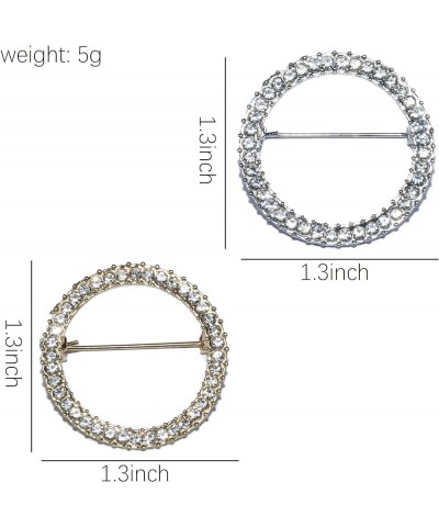 2Pieces Shiny Geometry Circle Round Brooch for Women Girls Suit Lapel Pins for Party Wedding Gift Fashion Feminist Rhinestone...