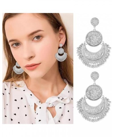 Boho Earrings for Women Bohemian Hoop Earrings Retro Hollow Dangle Earrings Fashion Statement Earrings I $5.39 Earrings