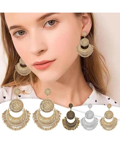 Boho Earrings for Women Bohemian Hoop Earrings Retro Hollow Dangle Earrings Fashion Statement Earrings I $5.39 Earrings