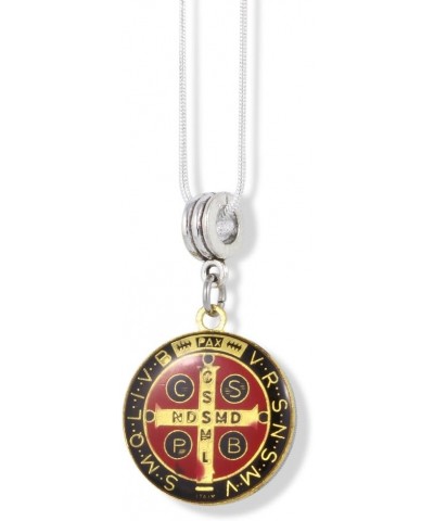 Saint Benedict Coloured Charm Snake Chain Necklace Red and Black $11.06 Necklaces