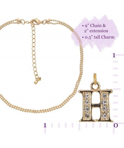 Double Line Rhinestone Crystal Initial Anklet H $7.79 Anklets