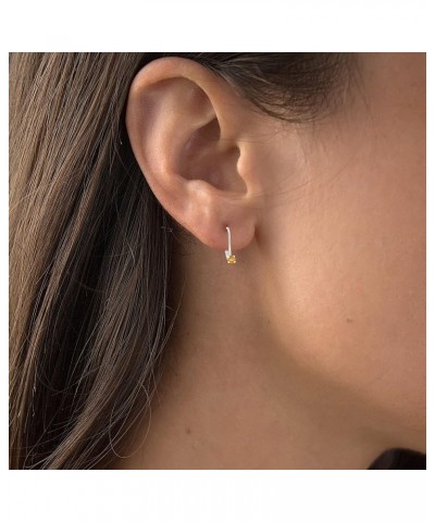 14k Gold Solid Hypoallergenic 3mm Round Genuine Birthstone Natural Gemstone Leverback Earrings Citrine White Gold $49.35 Earr...