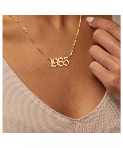 Birth Year Number Necklace, 18K Gold Plated Old English Birth Year Pendant Necklaces Personalized Anniversary Birthday Jewelr...