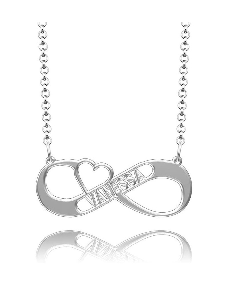 Forever Infinity necklace with names Silver Custom Necklace for Women Men Girls Boys VANESSA $11.75 Necklaces