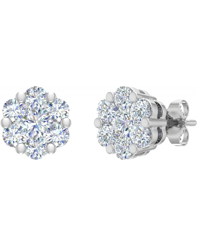 1/2 to 1 Carat Cluster Diamond Stud Earrings in 14K Gold - IGI Certified (SI1-SI2 Clarity) White Gold 1.0 carats $144.50 Earr...