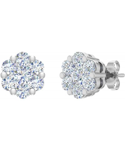 1/2 to 1 Carat Cluster Diamond Stud Earrings in 14K Gold - IGI Certified (SI1-SI2 Clarity) White Gold 1.0 carats $144.50 Earr...