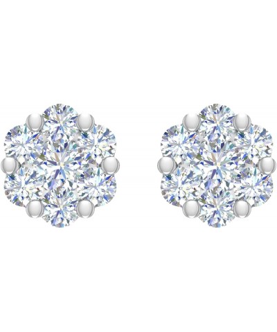 1/2 to 1 Carat Cluster Diamond Stud Earrings in 14K Gold - IGI Certified (SI1-SI2 Clarity) White Gold 1.0 carats $144.50 Earr...