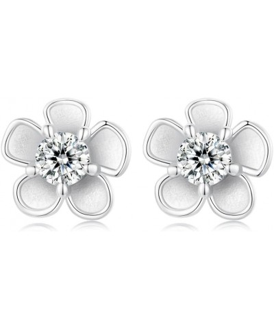 0.1CT Moissanite Flower Stud Earrings for Women Girls 925 Sterling Silver Hypoallergenic Shiny Crystal Cute Small Cherry Flor...