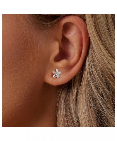 0.1CT Moissanite Flower Stud Earrings for Women Girls 925 Sterling Silver Hypoallergenic Shiny Crystal Cute Small Cherry Flor...