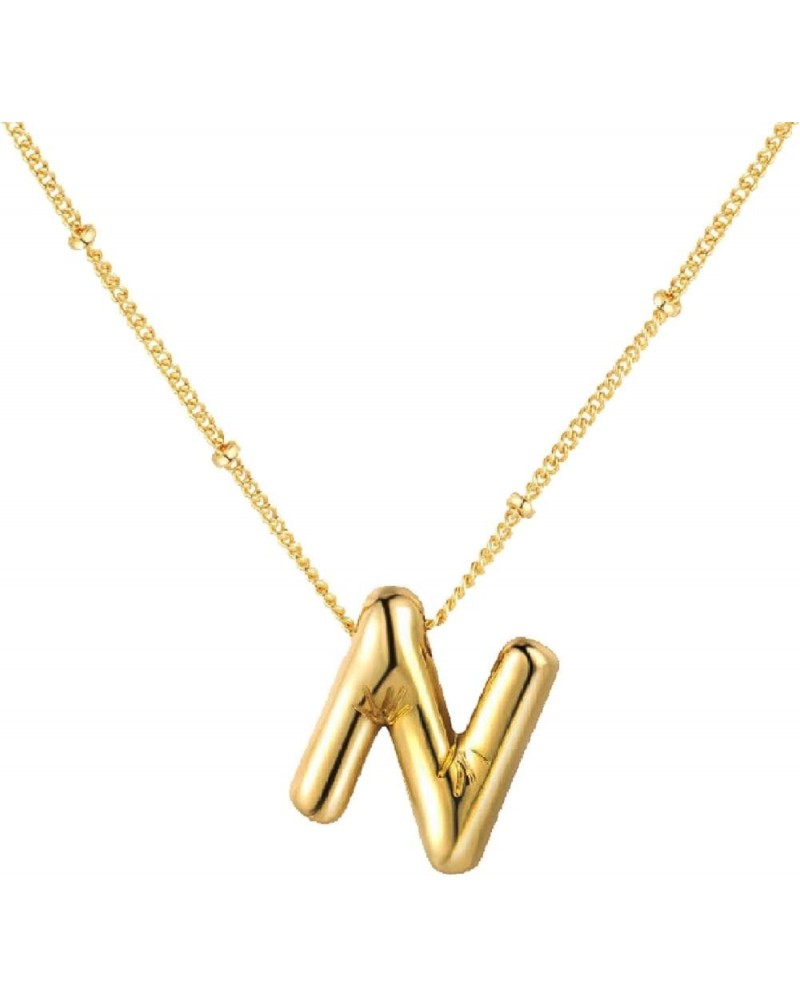 Bubble Letter Necklace Gold Initial Necklaces for Women Girls Balloon Necklace Bubble Letter Necklace Dainty Pendant Necklace...