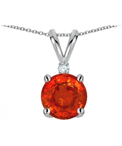 Solid 14k Gold Classic One Stone Round 7mm Pendant Necklace Simulated Fire Opal White Gold $75.95 Necklaces