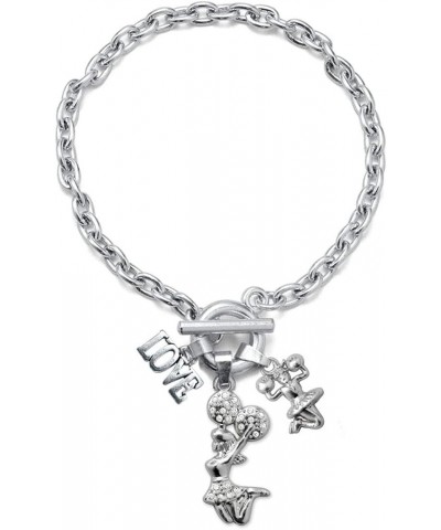 Silver Customized Charm Toggle Bracelet with Cubic Zirconia Jewelry Love 1.0 Carat Cheerleader $10.00 Bracelets