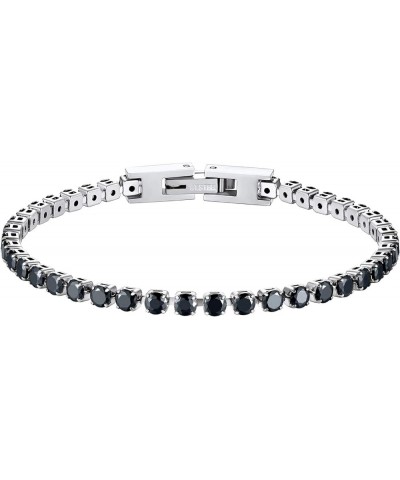 Cubic Zirconia Classic Tennis Bracelet for Women, 18K Gold Plated Stainless Steel Clear/Black Tennis Bracelets, Size 6.5/7.5 ...