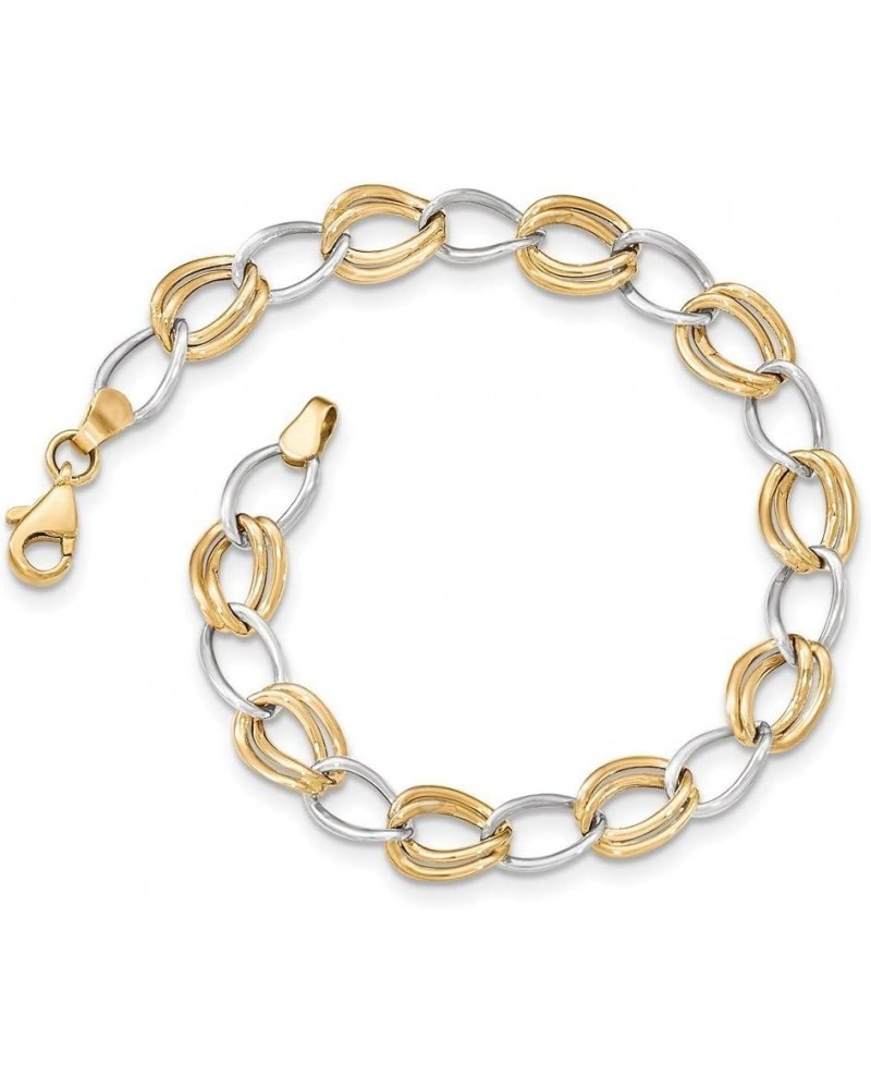 14K Two-tone Gold Polished Open Link Bracelet ~ Length 7.5'' inches $144.14 Bracelets