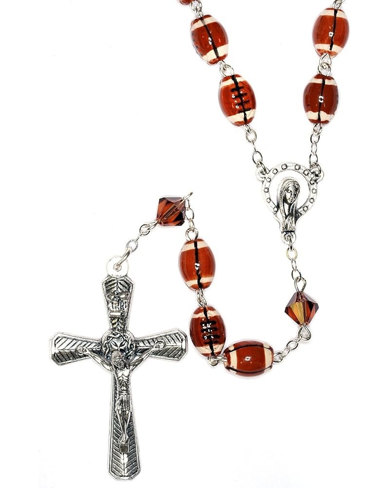 Sports Catholic Rosary w/Ceramic & Crystal beads - Includes Rosary Pouch, How to Pray the Rosary" - Gift Idea: Communion, Rec...