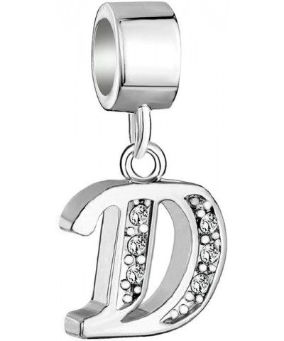 Sterling Silver Alphabet Beads A Letter Initial Spacer Dangle Clear Synthetic Crystal Charm D $8.61 Bracelets