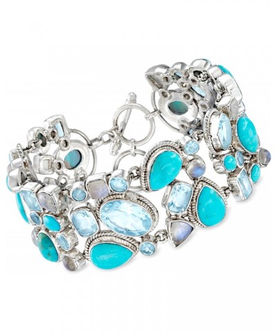 Moonstone, Turquoise and 28.90 ct. t.w. Sky Blue Topaz Bracelet in Sterling Silver. 7 inches $231.24 Bracelets