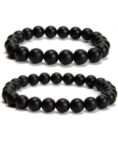 01 2pcs/set (8mm+10mm), Healing Gemstone Bracelet with Spiritural Energy Power, Round Beads Stretch Bracelets for Women Men G...