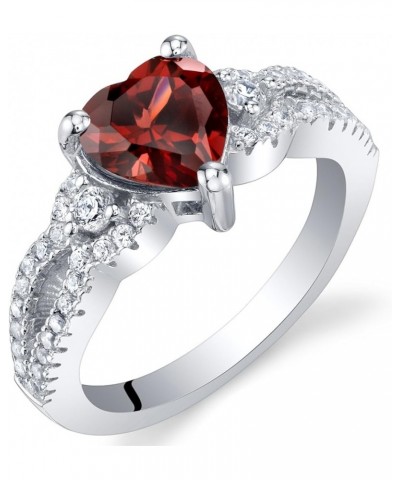 925 Sterling Silver Heart Soulmate Ring for Women, Heart Shape, Various Gemstones, Sizes 5 to 9 Garnet $26.51 Rings