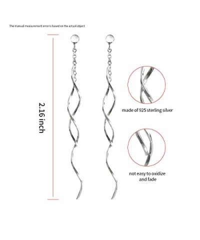 Sterling Silver Spiral Long Wire Earrings, Handmade Twisted Linear Hypoallergenic Dangle Drop Earrings, Perfect Gift for Wome...