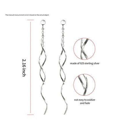 Sterling Silver Spiral Long Wire Earrings, Handmade Twisted Linear Hypoallergenic Dangle Drop Earrings, Perfect Gift for Wome...