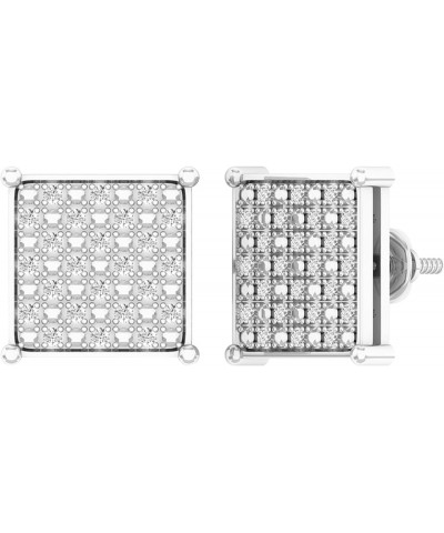 0.35 Carat (ctw) White Diamond Iced Hip Hop Square Shape Unisex Stud Earrings in 925 Sterling Silver Screw Back $49.44 Earrings