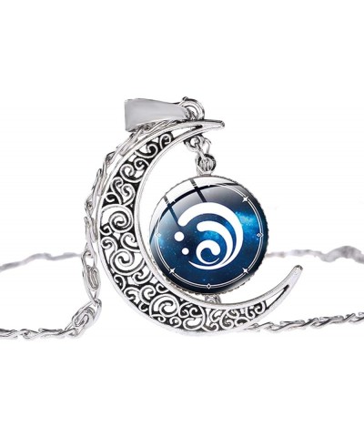 Moon Pendant Genshin Impact Glass Dome Crescent Pendant for Boys Men Girls Women water $7.55 Necklaces