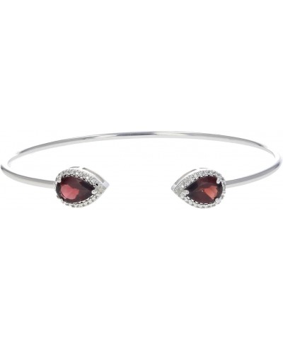 2.20 cttw Garnet Cuff Bangle Bracelet Brass With Rhodium Plating 9x6 MM Pear $31.85 Bracelets