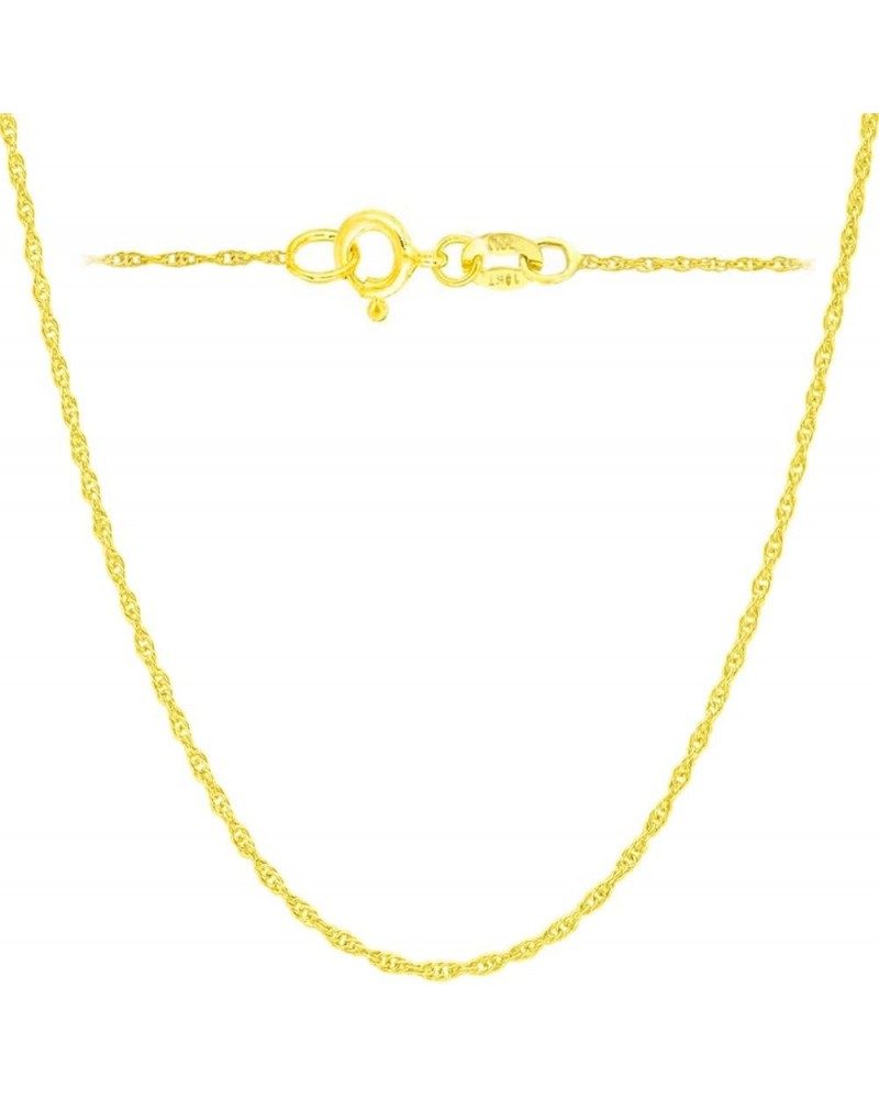 14K, 10K Yellow or White or Rose Solid Gold Italian Diamond Cut 0.8 mm, 0.9 mm, 1 mm, 1.1 mm, 1.2 mm Rope Chain Necklace Thin...