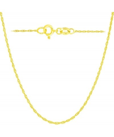 14K, 10K Yellow or White or Rose Solid Gold Italian Diamond Cut 0.8 mm, 0.9 mm, 1 mm, 1.1 mm, 1.2 mm Rope Chain Necklace Thin...