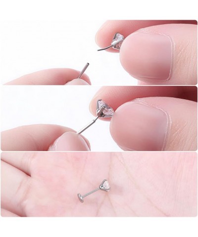 16G/18G/20G Threadless Push in Tragus Earrings Flat Back Labret Monroe Cartilage Conch Helix Piercing Jewelry 20g,8mm length,...