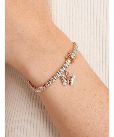 Charm Bracelet with Diamond Accent S-Link Chain, Diamond Tennis Bracelets, Bracelets for Women Butterfly Charm Rose Gold $16....